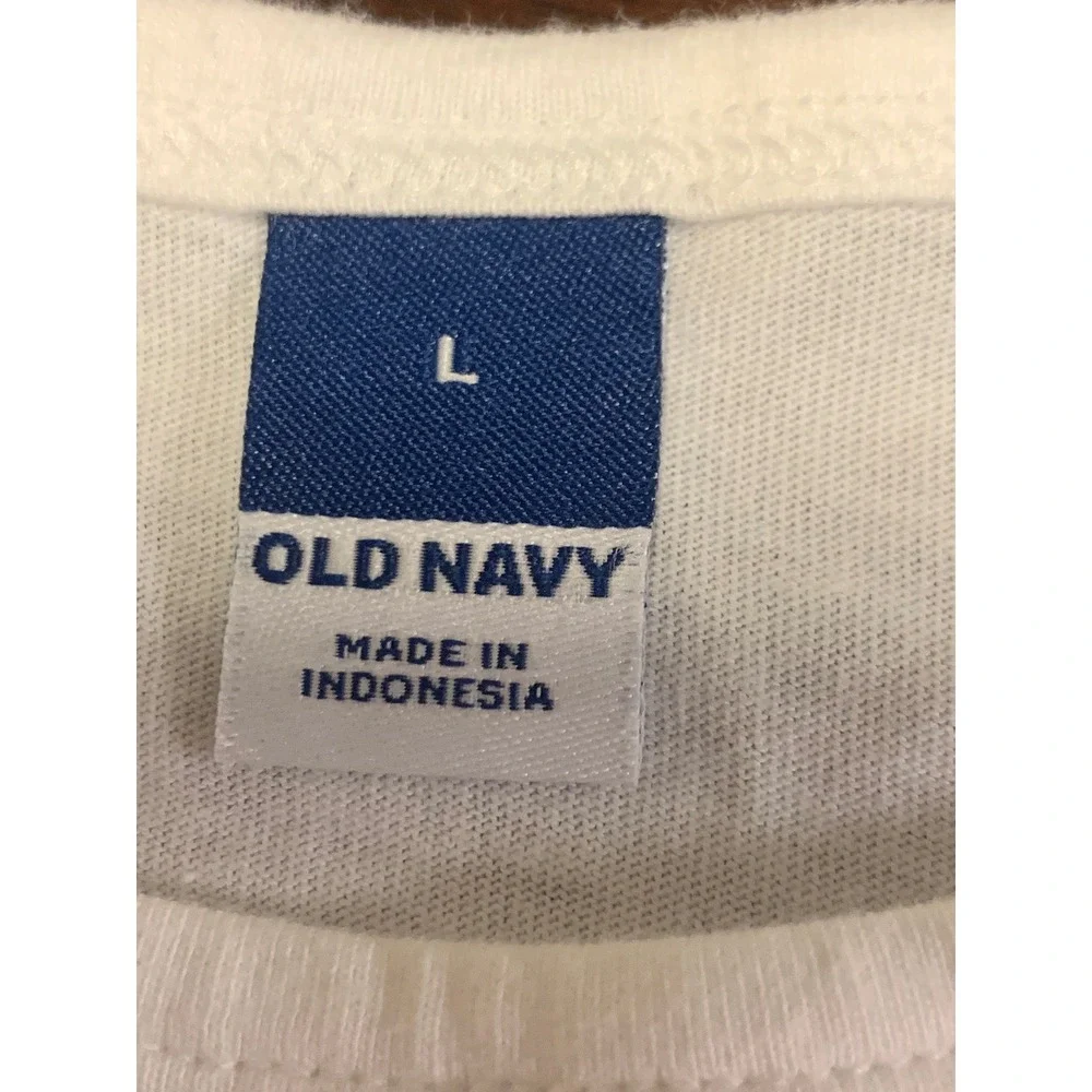 Old Navy White Eyelet Puff Sleeve Knit Top Blouse Large L‎ Cotton